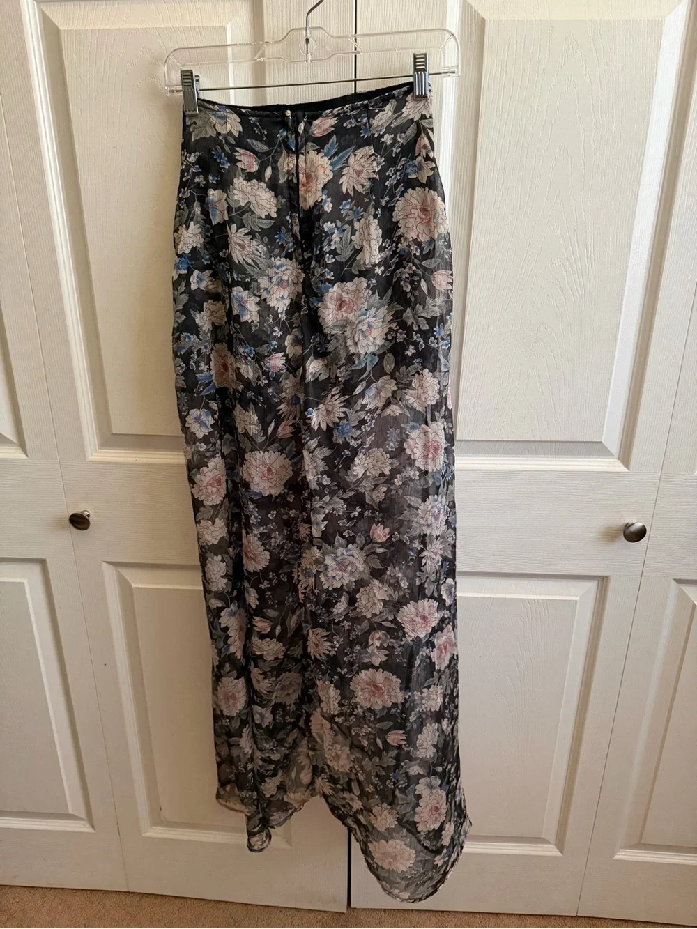 Windsor Two Piece Floral Off-Shoulder Top with Maxi Skirt in Black and Blush